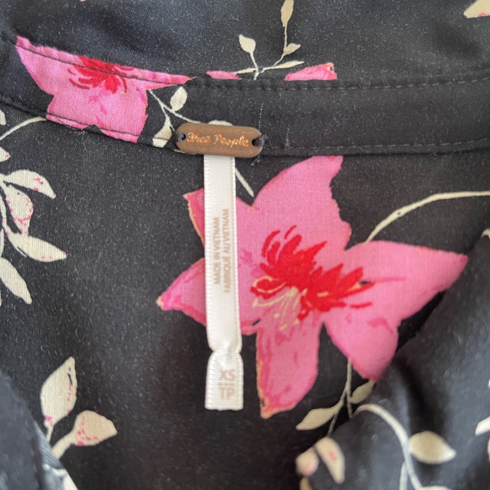 Free People Black and Pink Floral Long Sleeve Dress - Picture 4 of 16